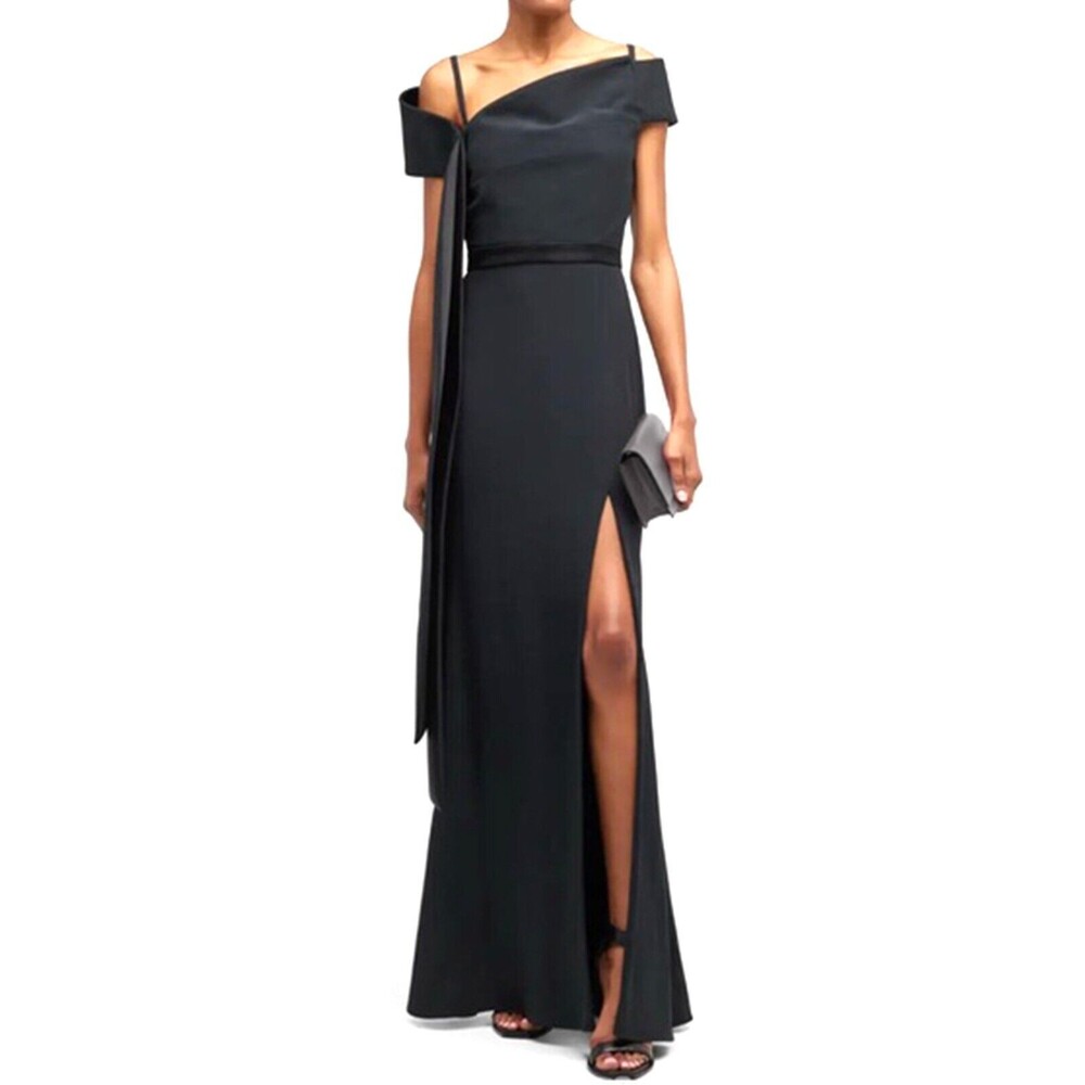 $5690 Alexander Mcqueen Off-Shoulder Gown Evening Maxi Dress Black Size 44, US 8